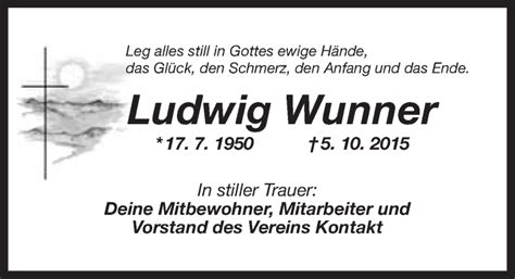 Traueranzeigen Von Ludwig Wunner Nordbayerischer Kurier