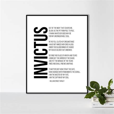 Invictus Poem Print I Am The Captain Of My Soul Printable Etsy