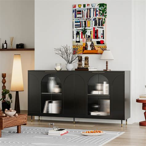 Latitude Run Accent Cabinet Lacquered Wooden Cabinet With Glass