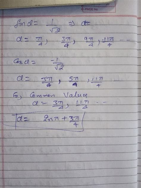 The General Value Of Theta Satisfying The Equations Sin Theta