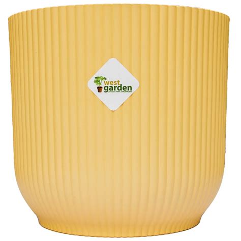 VASO CACHEPOT SIENA 16x14cm AMARELO PASTEL WEST GARDEN Escorrega o Preço