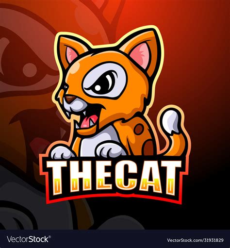 Cat Mascot Esport Logo Design Royalty Free Vector Image