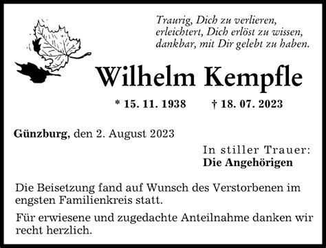 Traueranzeigen Von Wilhelm Kempfle Augsburger Allgemeine Zeitung