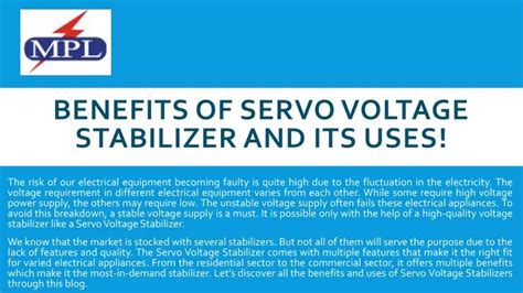 Ppt Benefits Of Servo Voltage Stabilizer And Its Uses Powerpoint