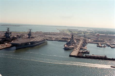 An Aerial View Of The Nuclear Powered Aircraft Carrier Uss Enterprise Cvn 65 Left And The