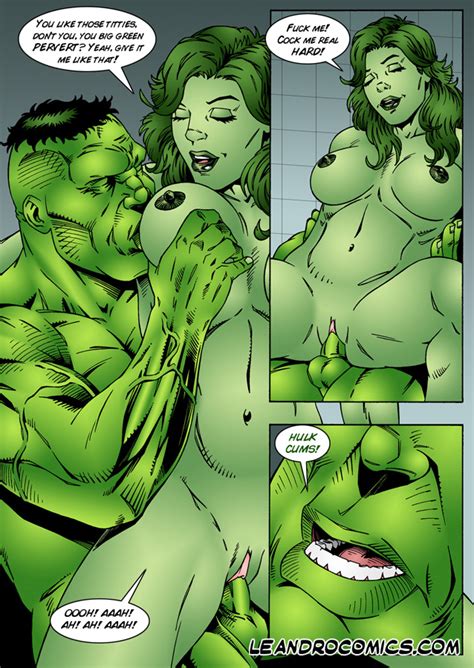 Rule 34 Comic Green Skin Hulk Hulk Series Incest Jennifer Walters Leandro Comics Marvel She