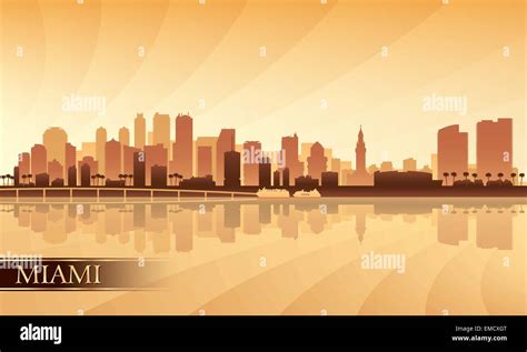 Miami city skyline silhouette background Stock Vector Image & Art - Alamy