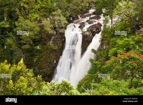 Waterfalls Hana Road Maui Hawaii Stock Photo Alamy