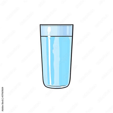 Vector Cartoon Glass Cup Of Fresh Cold Water Isolated Illustration On