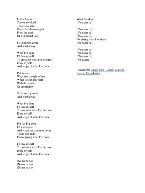 Linkin Park - What I'Ve Done Lyrics - Metrolyrics | PDF