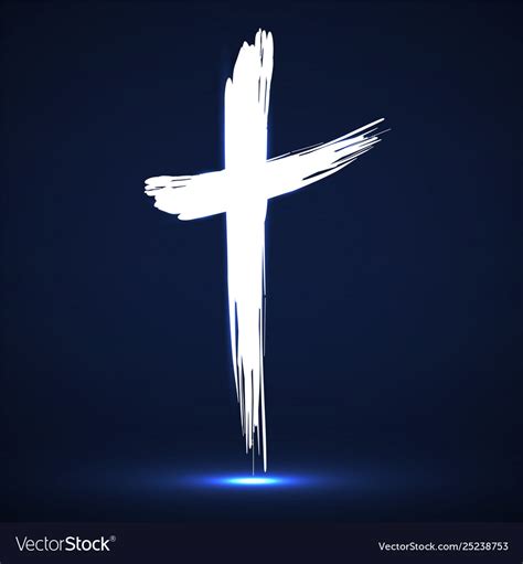 Hand Drawn Cross Grunge Cross Glowing Christian Vector Image