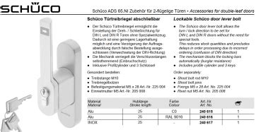 Schüco Türtreibriegel abschließbar Alu Farbe RAL 9016 240 616 ADS