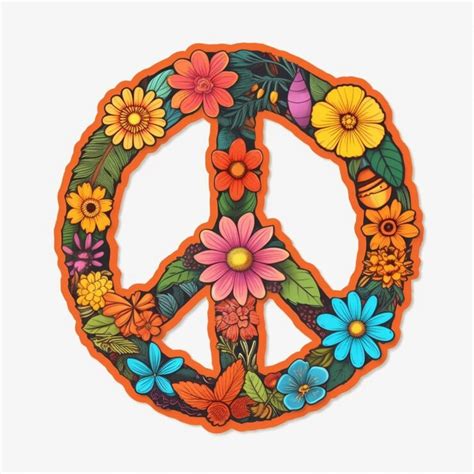 Premium Photo A Peace Sign With Flowers And Butterflies On It