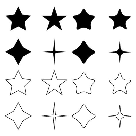 Premium Vector | Vector star shape outline set element design