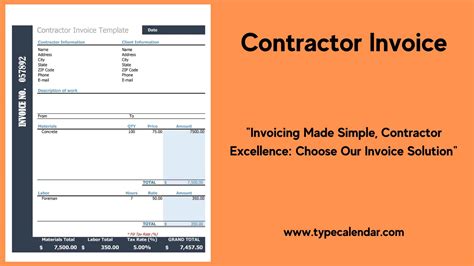 Free Printable Contractor Invoice Templates Pdf Word Excel Download