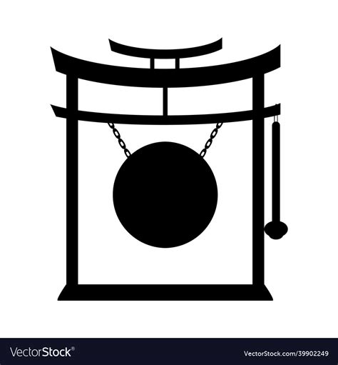 Silhouette oriental musical instrument gong Vector Image