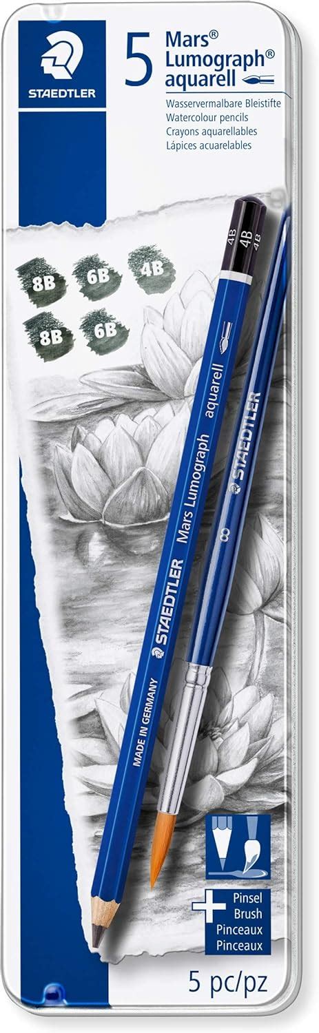 Staedtler 100A G6 Mars Lumograph Aquarell Kurşun Kalem Set Fırça 5 li