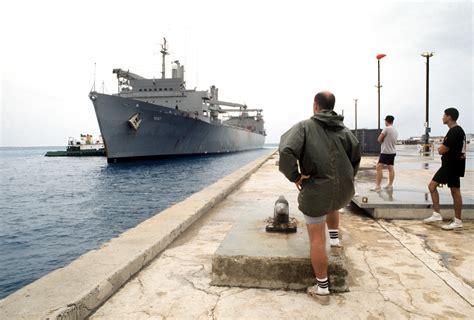 Line Handlers Stand By As The Military Sealift Command Auxiliary Crane