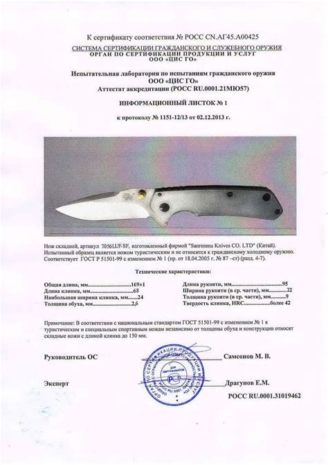 Сертификаты на ножи SanRenMu (SRM)