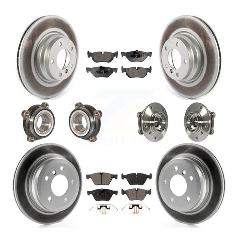 Front Rear Hub Bearings Coated Disc Brake Rotors And Pads Kit Pc