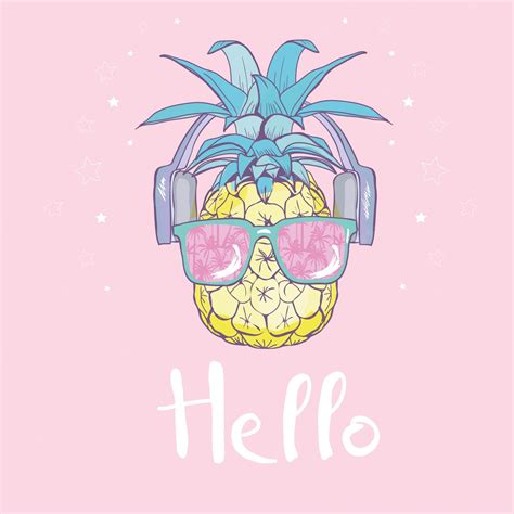 Premium Vector Pineapple With Glasses Illustration