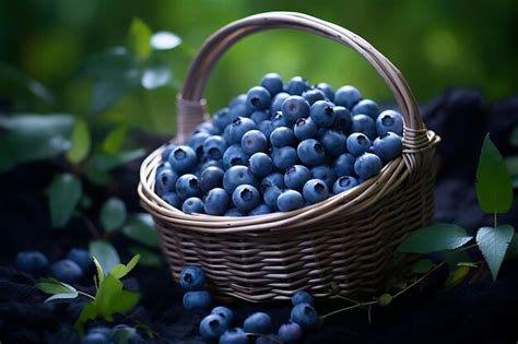 Premium Photo Fresh Blueberrys In A Basket Ripe Blueberry Fruit