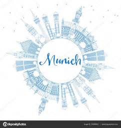 Outline Munich Skyline with Blue Buildings and Copy Space. — Stock ...