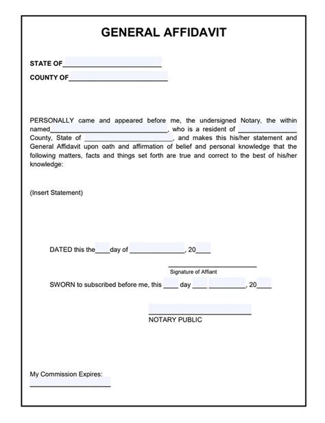 Affidavit Form Meaning Printable Form