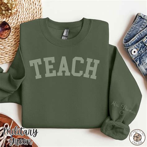 Personalized Teacher Sweatshirt With Name On Sleeve Custom Teacher