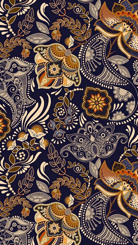 Blue And Gold Paisley Pattern