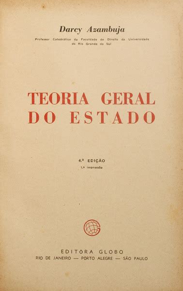 Teoria Geral Do Estado By Azambuja Darcy Good Hard Cover