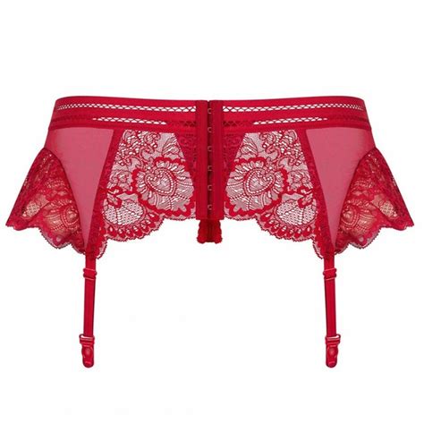 Porte Jarretelles Et String Rouge Gar Lingerie Femme Dessous