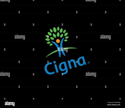 Cigna, rotated logo, black background Stock Photo - Alamy