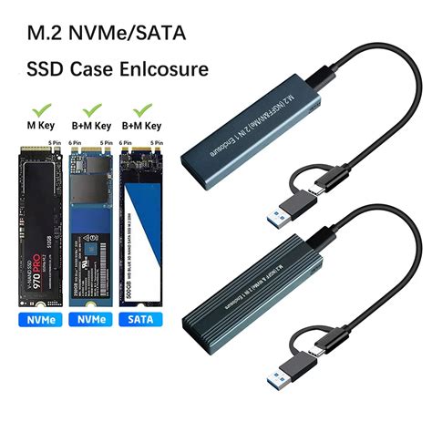 SSD M2 NVMe Case Dual Protocol NVME PCIe NGFF SATA M2 SSD Adapter Case