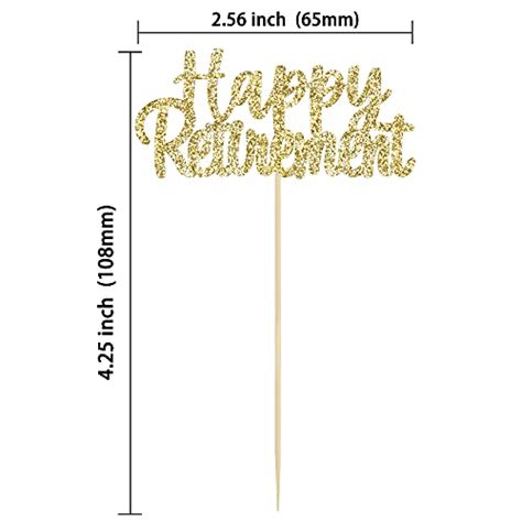 Gyufise Pack Gold Glitter Happy Retirement Cupcake Toppers Retired