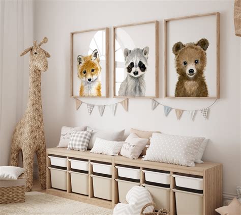 Woodland Nursery Print Set 3 Woodland Nursery T Woodland Nursery