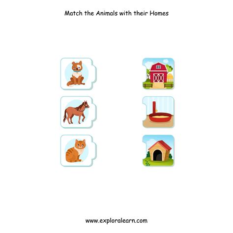 Free Exploralearn Worksheets, Animals Worksheets,Animal and Homes