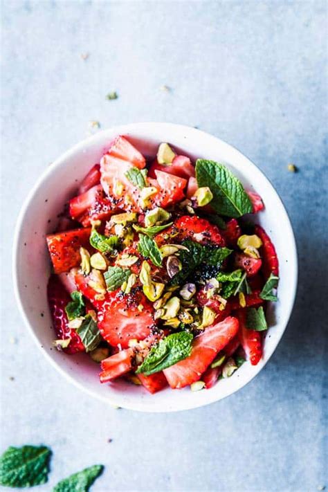 Strawberry Fruit Salad with Mint and Pistachios | Savory Nothings