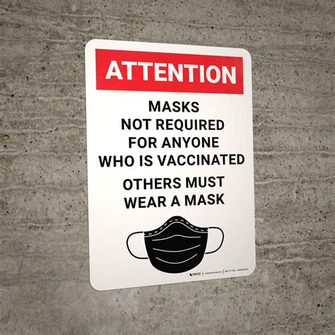 Attention Masks Not Required For Anyone Who Is Vaccinated Others Must Wear A Mask Wall Sign