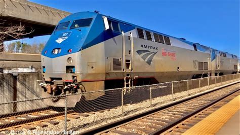 Amtrak P091 W Big Game Train P42 Loud Horn Show At Franconia