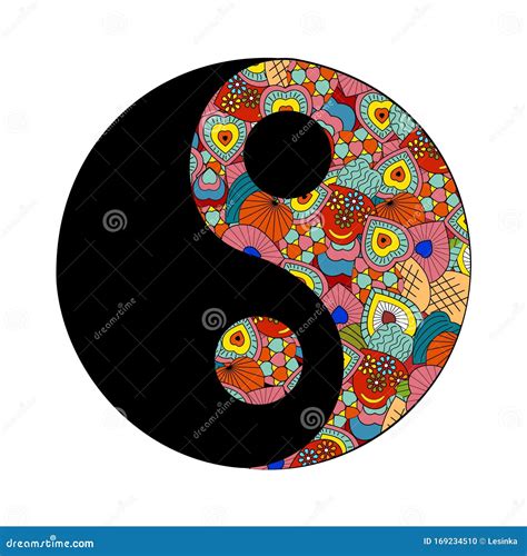 Símbolos Yin Yang en collage estilo corazones Brillantes Vector