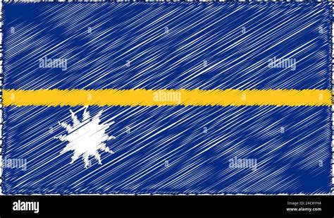 Vector Drawing Of Sketch Style Nauru Flag Stock Vector Image Art Alamy