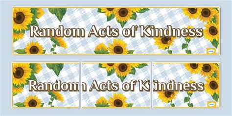 Sunflower Themed Random Acts Of Kindness Display Banner