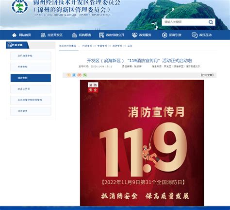 锦州市消防救援支队滨海新区大队开展“119”消防宣传月“线上”启动仪式活动火灾单位