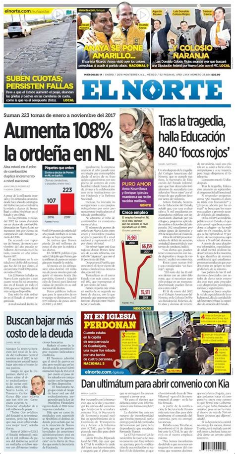 Portada de El Norte México Periodico de mexico México Periodismo