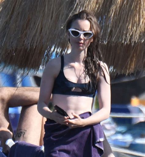 Lily Collins In Black Bikini 2018 05 GotCeleb