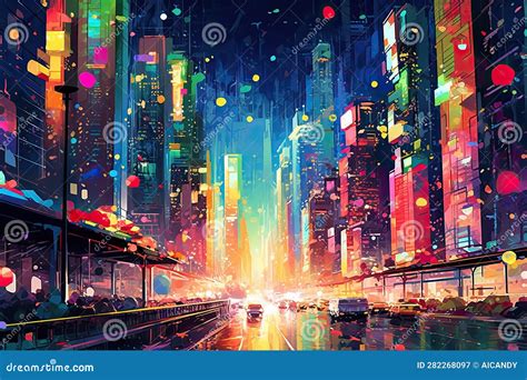 Vibrant Cityscape Dynamic Panorama Of A Bustling City Skyline Adorned