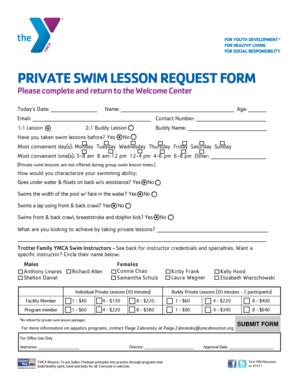 Fillable Online Ymcahouston Private Swim Lesson Request Form