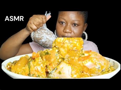 African Food Mukbang Asmr Okra Soup With Plantain Fufu Nigeria Food