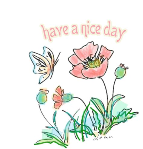 Have A Nice Day Butterfly Flowers Water Color GIF | GIFDB.com